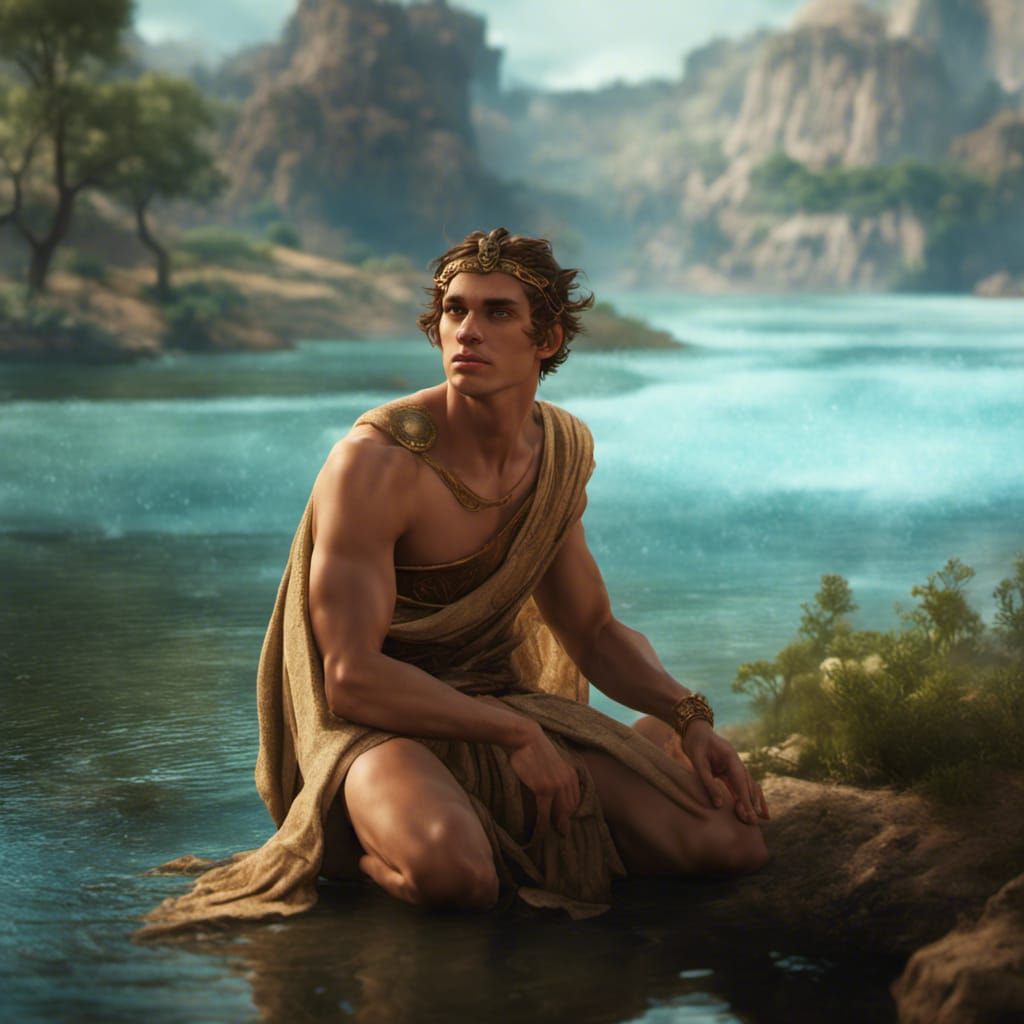 Narcissus Gazing at His Reflection