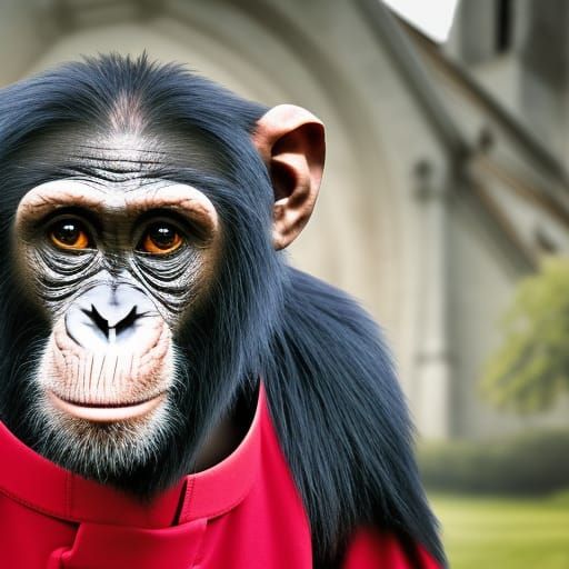 Chimpanzee as Catholic Priest: Realistic Photo