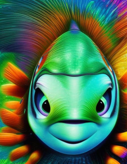 Crush From Finding Nemo in Hyperdetailed Modern Art