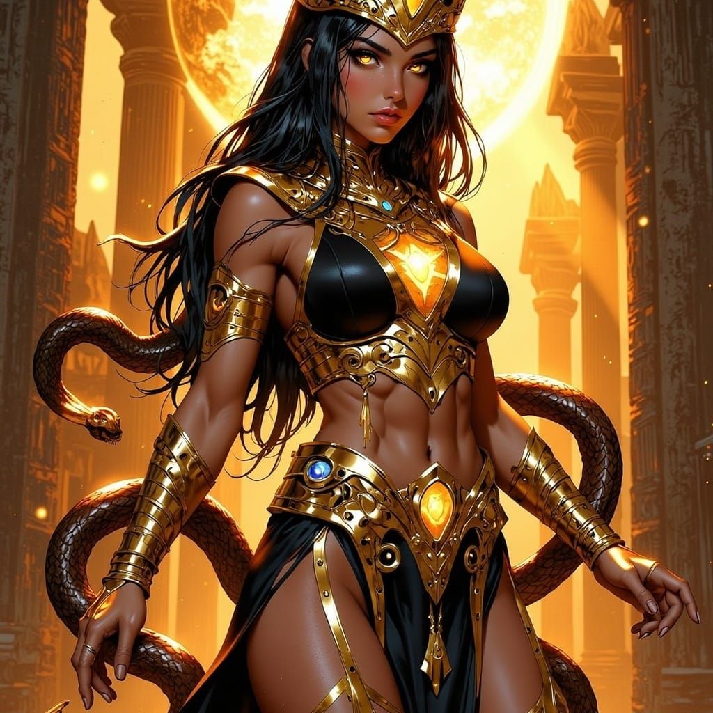 Egypt-Themed Serpent Supervillain in Digital Art