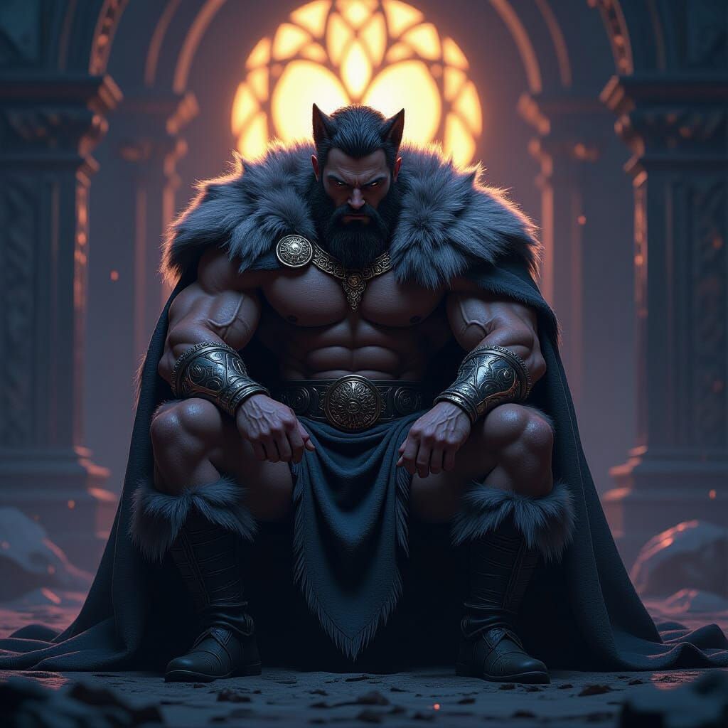 Barbarian in Wolf Fur Cloak, Hyperdetailed Fantasy Art