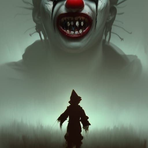 Creepy Horror Clown in Dark Fantasy Style