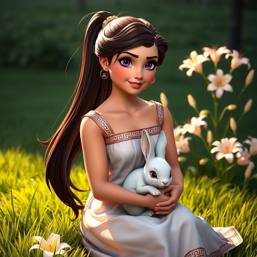 Spring Goddess in Elegant Greek Attire