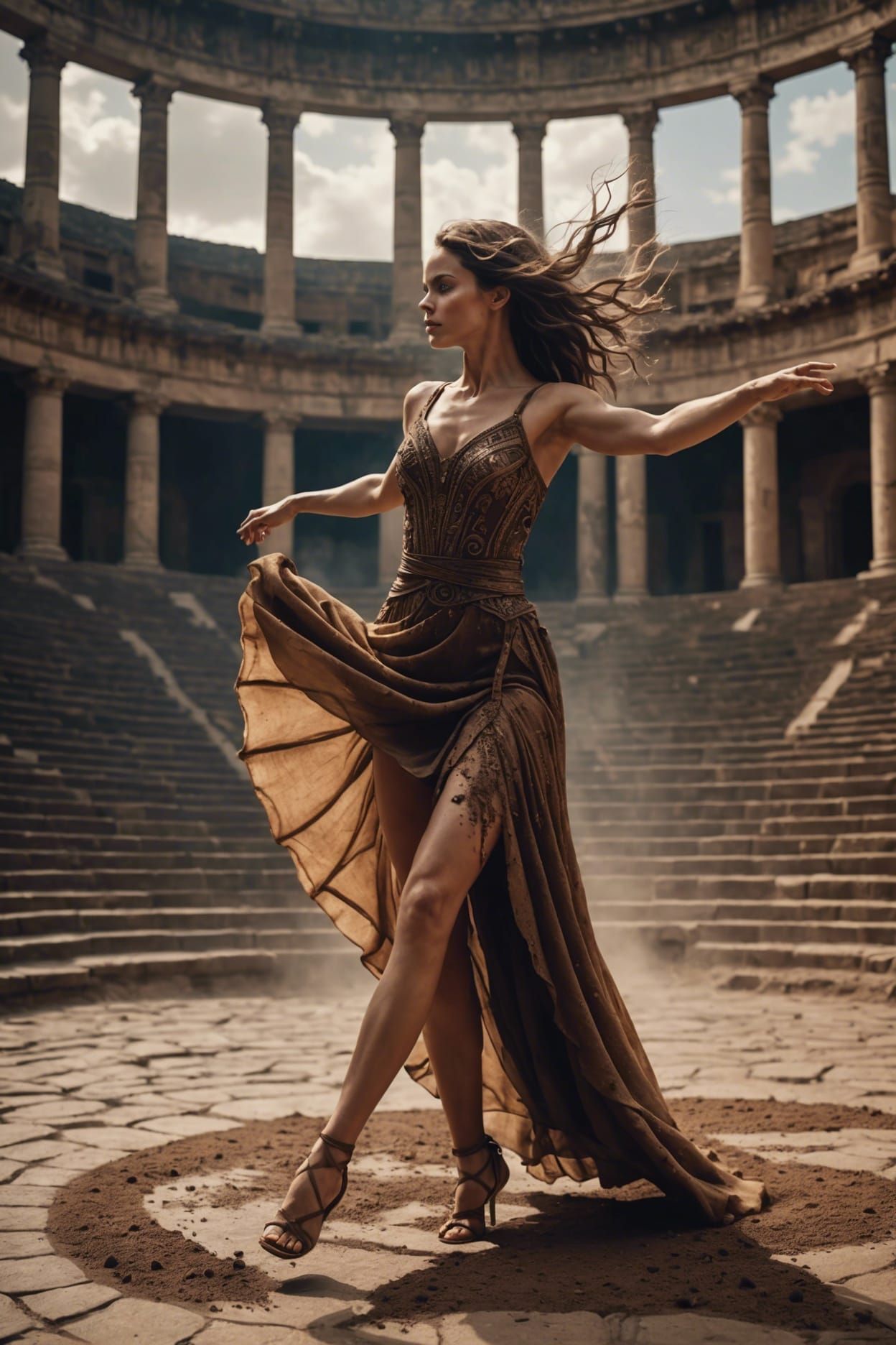 Coffee Dress Dancer in Ancient Amphitheater