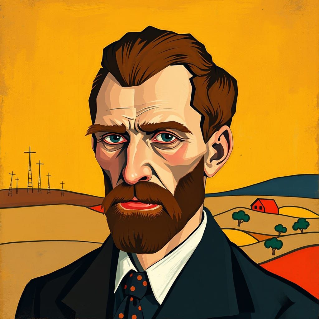 Supermatist Art Brut Portrait of Vincent van Gogh