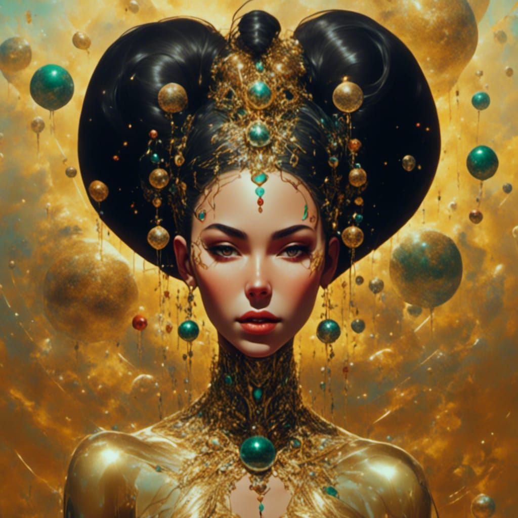 Celestial Spanish Woman with Metallic Colors