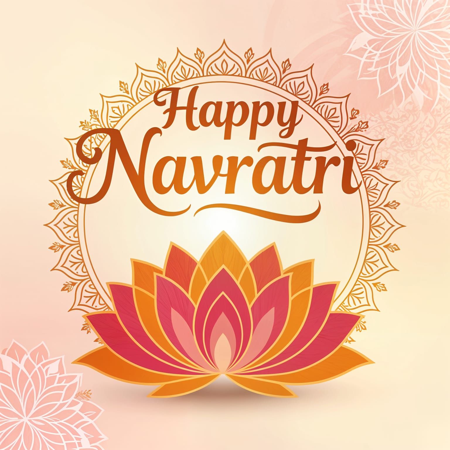 A logo design featuring the text"Happy Navratri" in an elega...