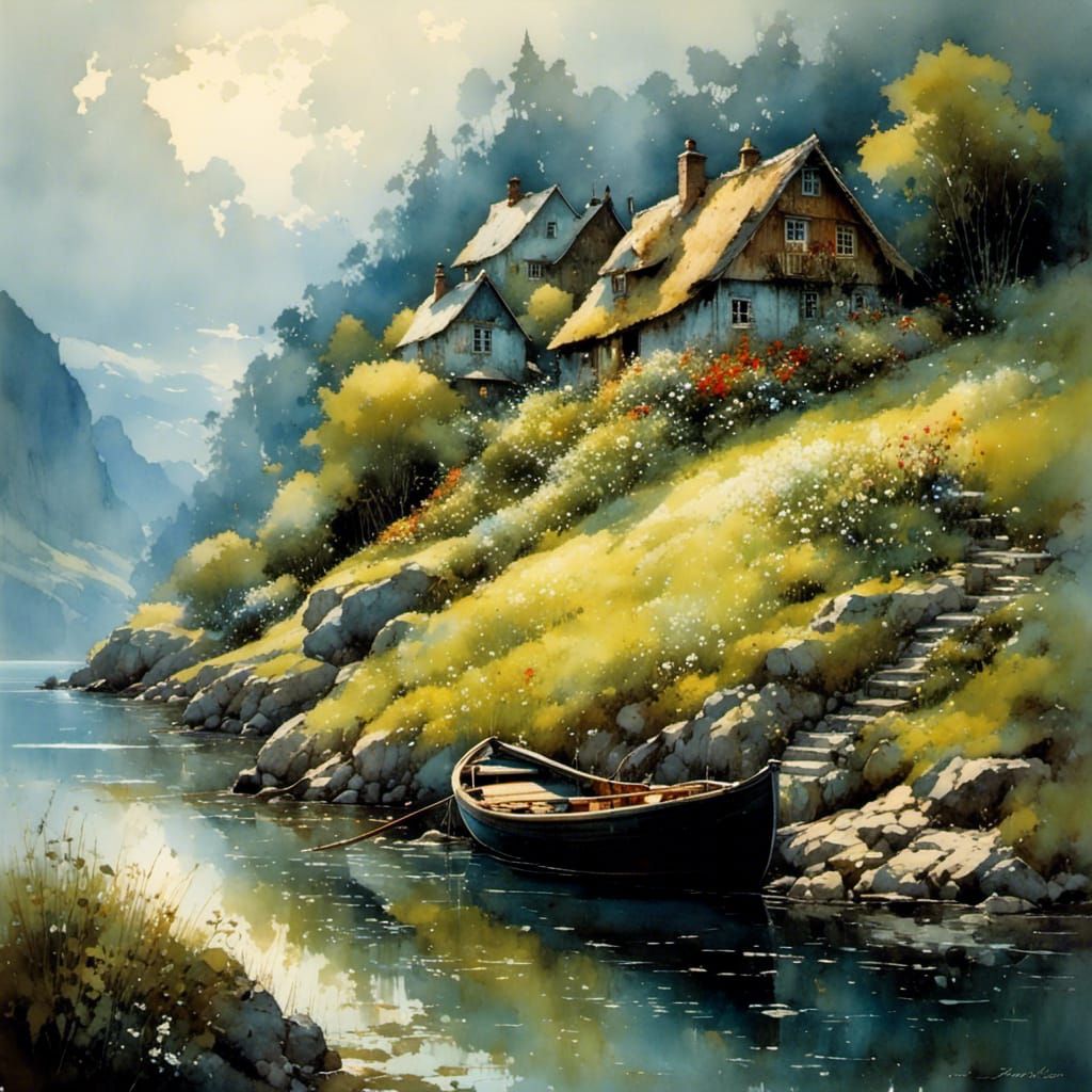 Scandinavian Fjord House with Spring Garden