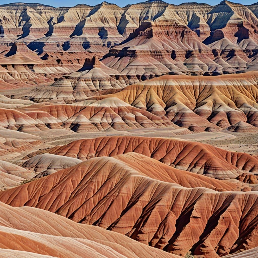 Layered Mountain Landscape in Vibrant Desert Hues