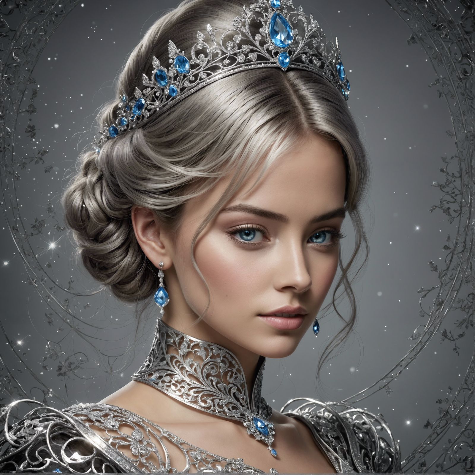 Gorgeous Cinderella Portrait with Silver Filigree Details