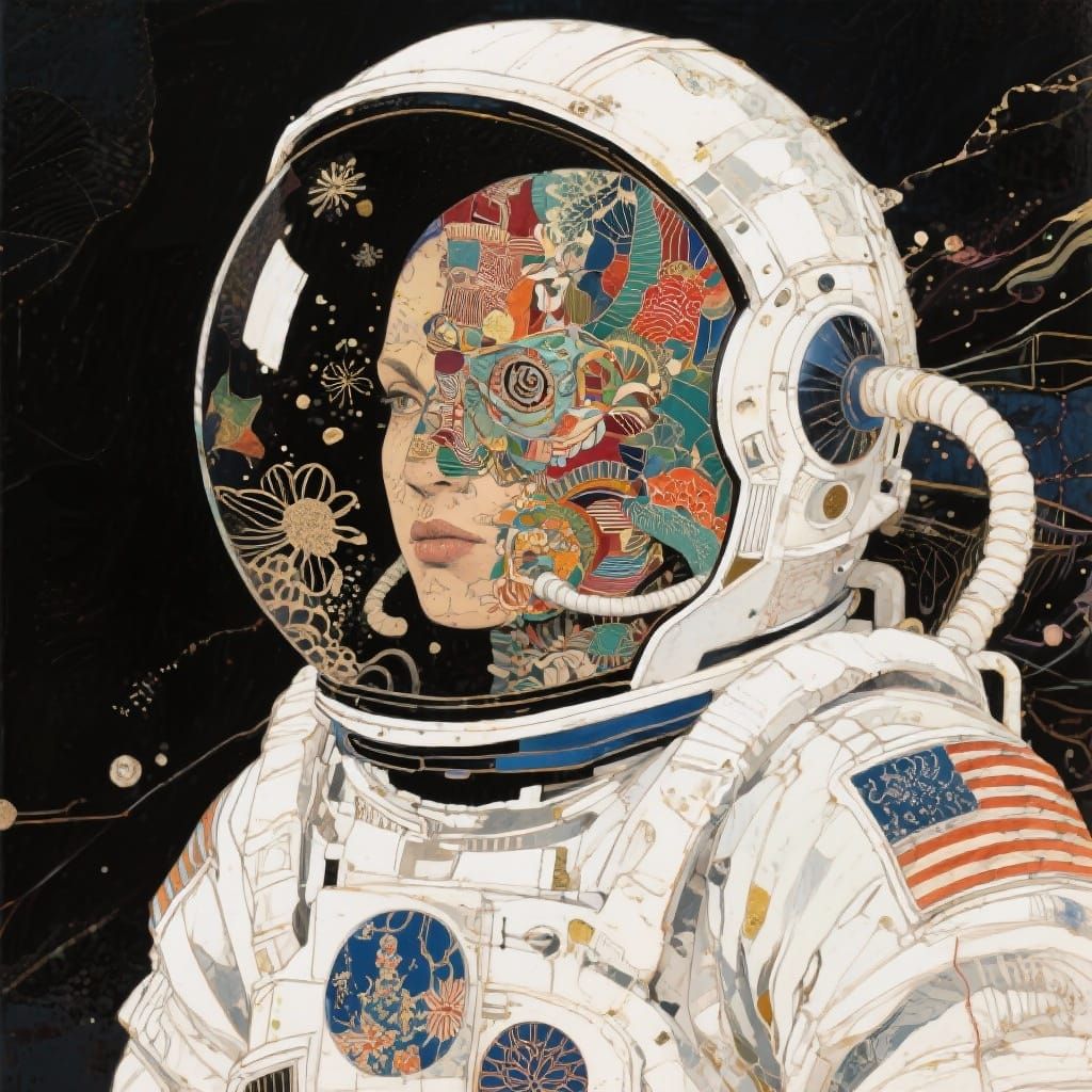 Astronaut in Mixed Media Artistic Mashup