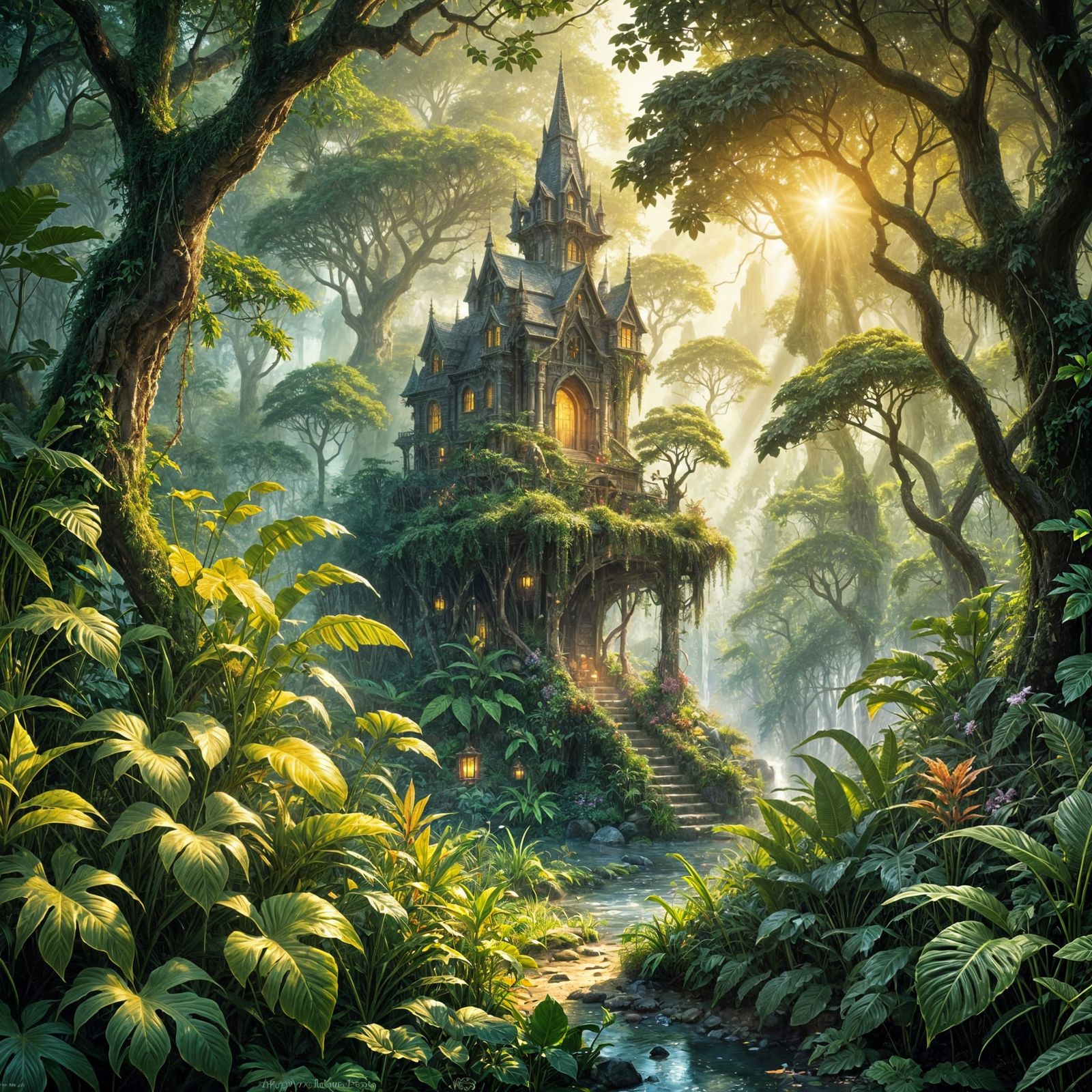 Enchanted Jungle Sanctuary in Ethereal Light