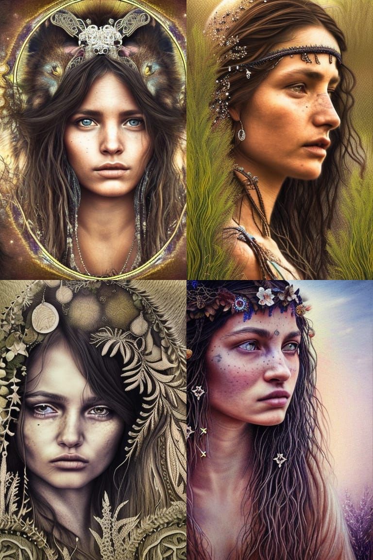 Detailed Portrait of a Gypsy Woman in Countryside