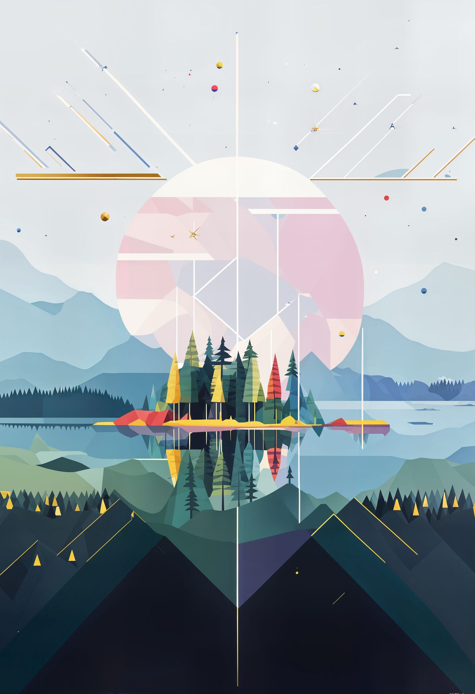 Sweden Landscape in Pop Art Style