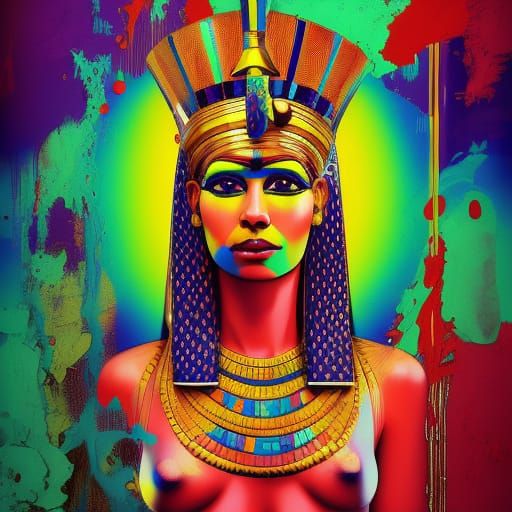 Cleopatra as Egyptian Queen in Graffiti Art