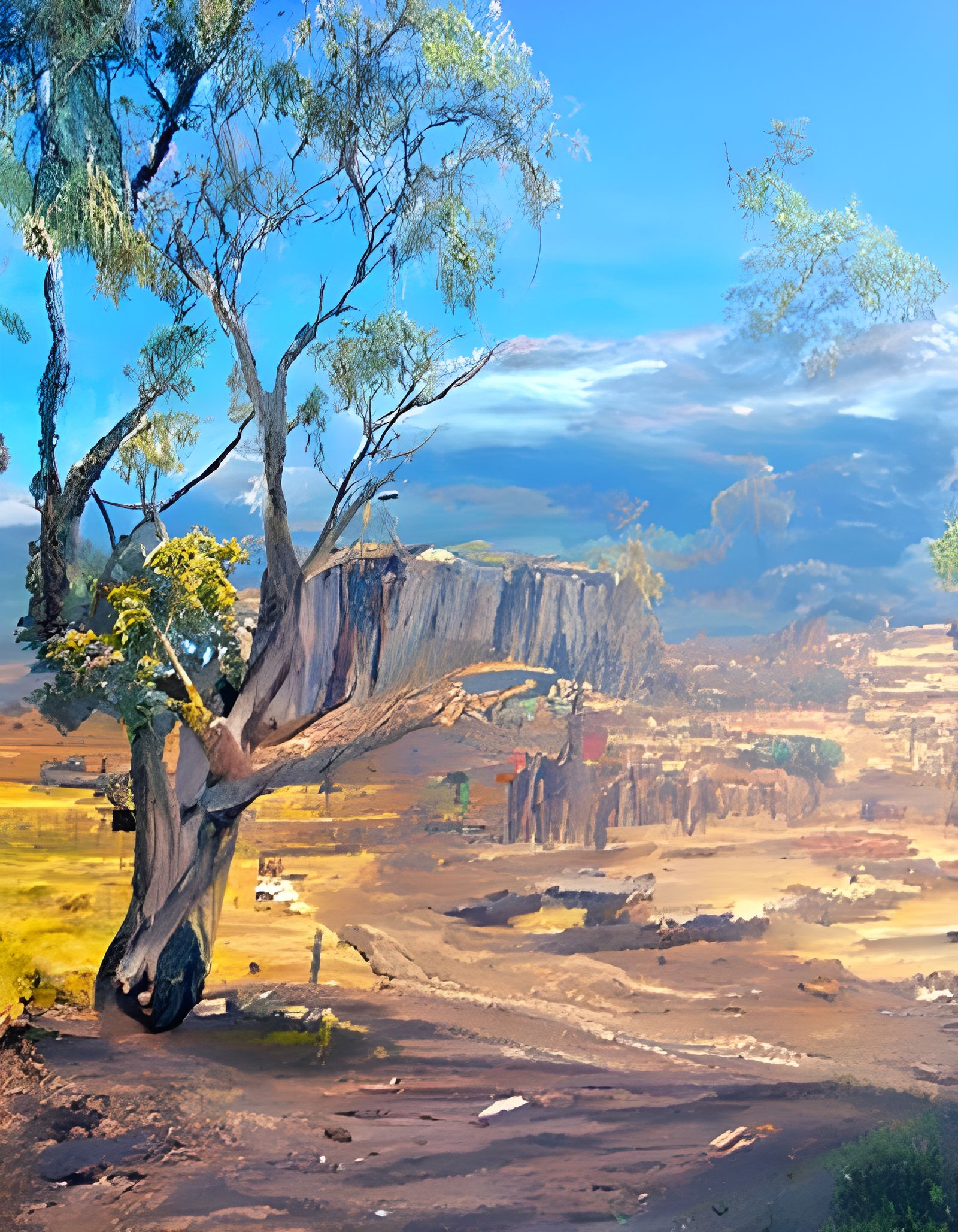 Australian Gum Tree in Oil Painting Style