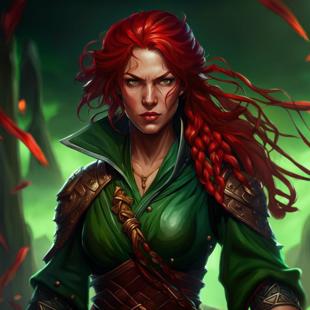 Red Haired Woman Fighter Concept Art