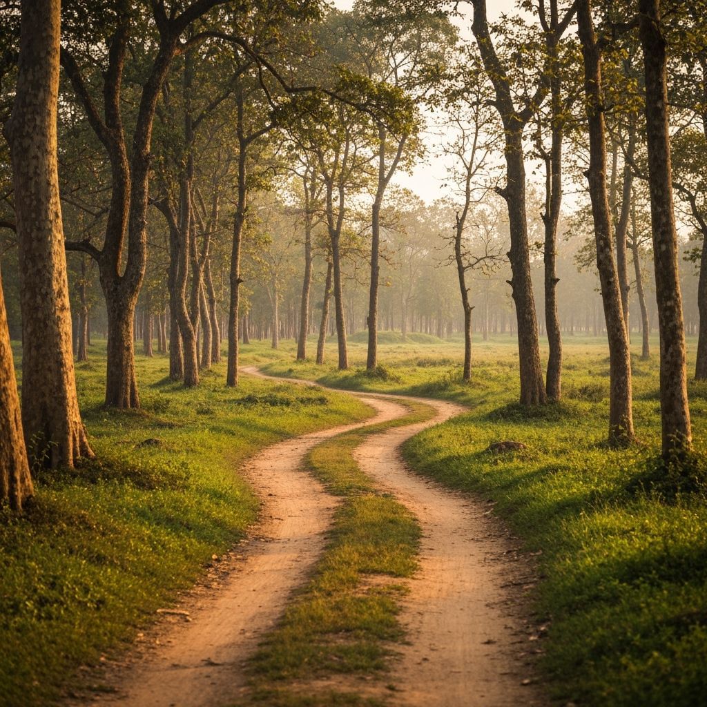 Indian Rural Road at Golden Hour Realistic Photography
