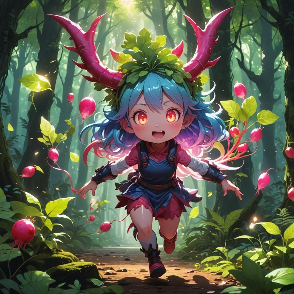 Lush Forest: 3D Anime Monster Girl Concept Art