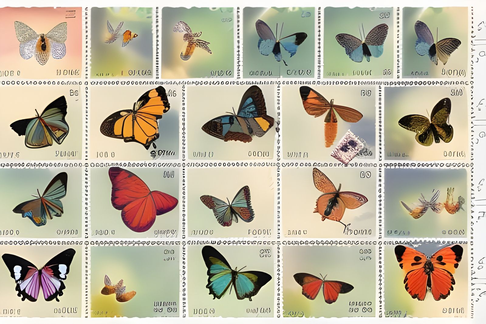 Complete collection of butterfly stamps