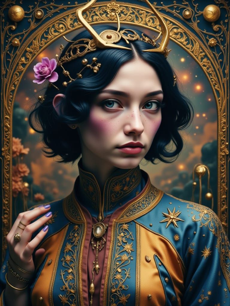 Celestial Woman Portrait in Digital Painting Style