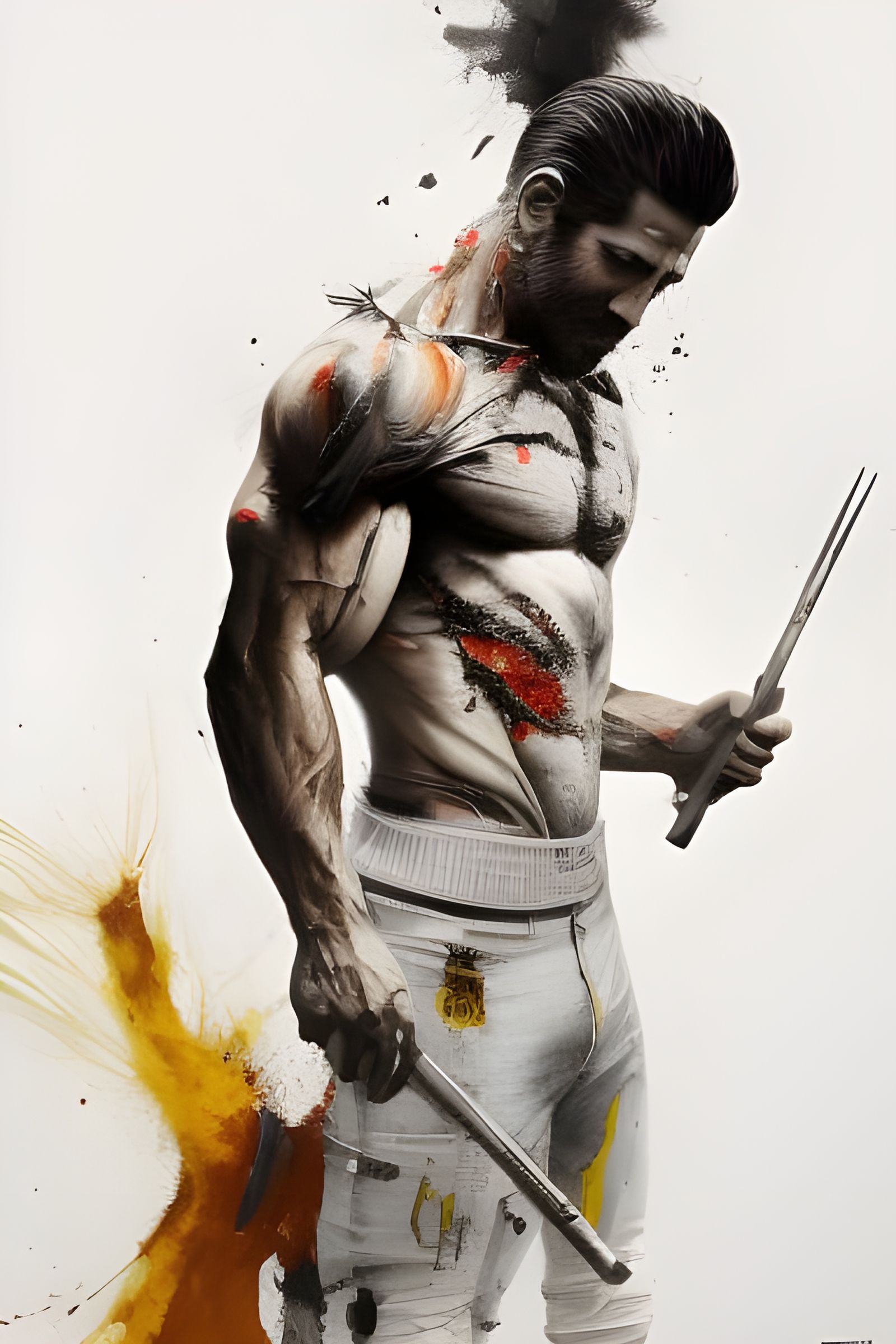 Muscular Jake Gyllenhaal in Black and White Speedpaint