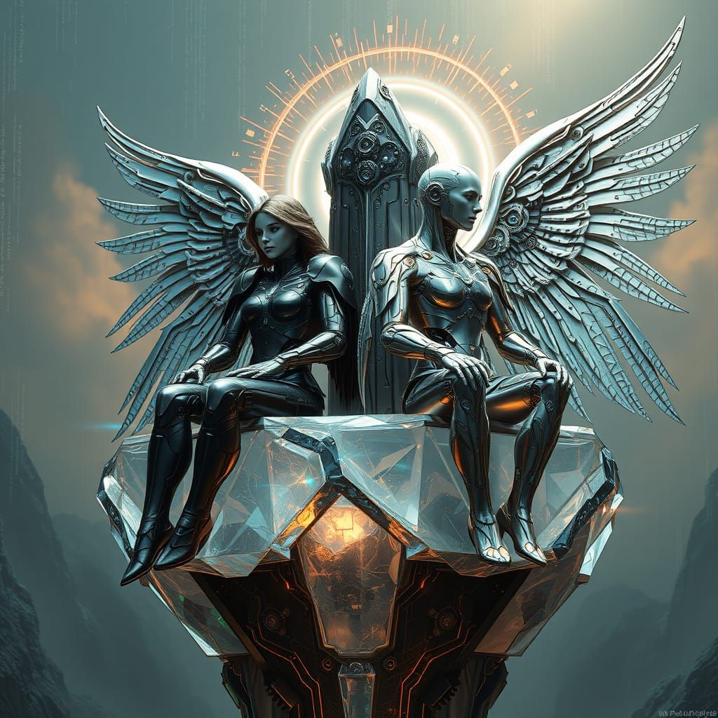 Cybernetic Seraphim in Futuristic Judgment