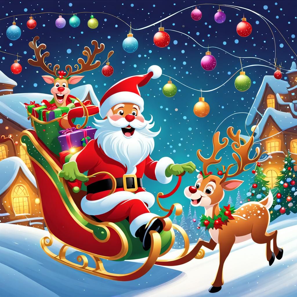Santa and his reinders