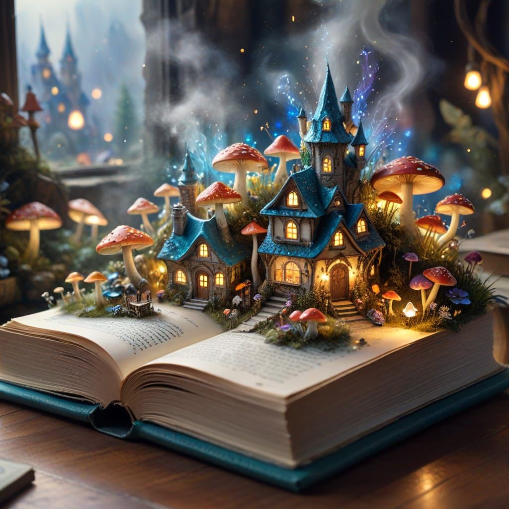 Glowing Book Reveals Miniature Fairy City in Watercolor Styl...