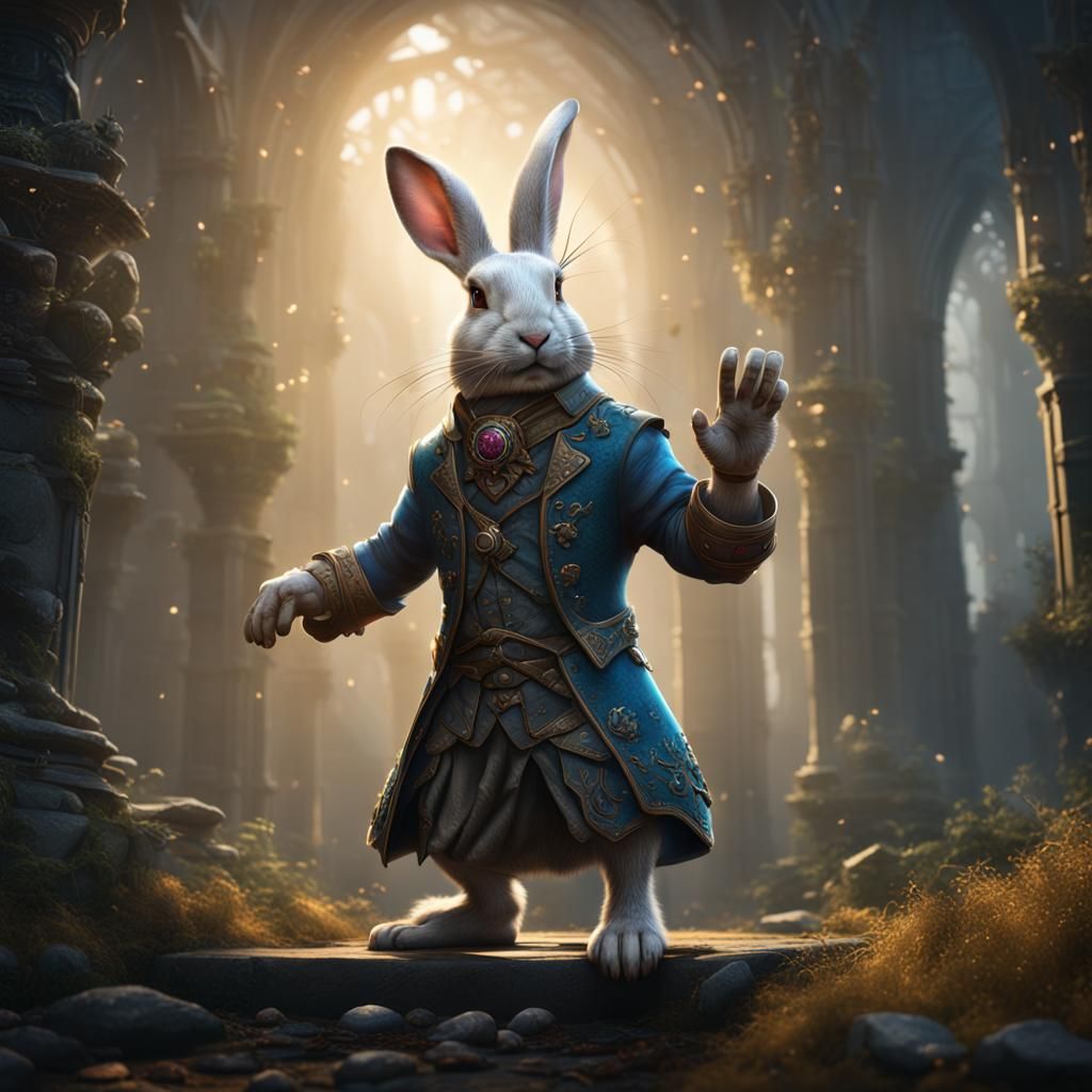 Rabbit Holding Foot: Detailed Matte Painting