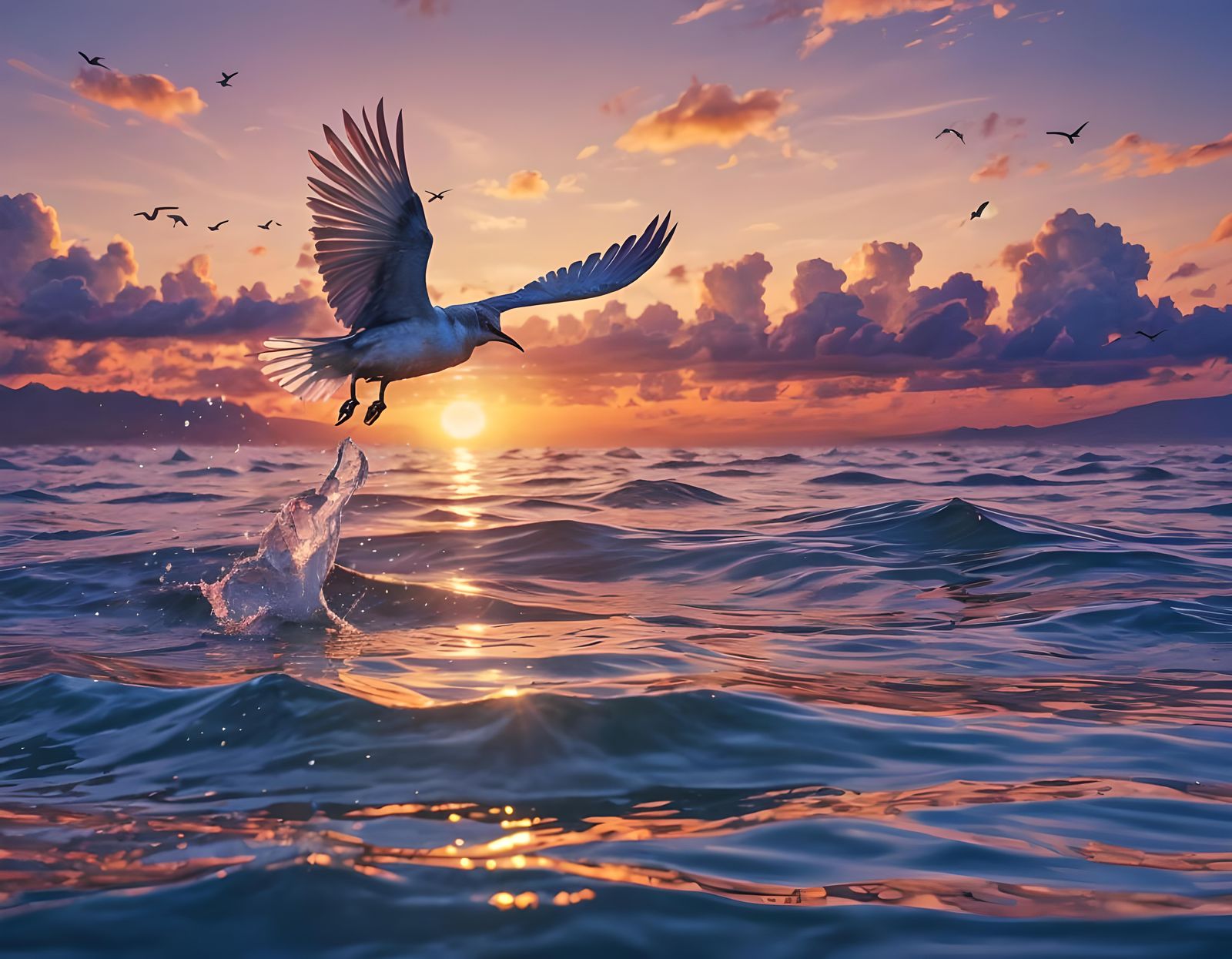 Bird in Flight at Sunrise: Astral Photography