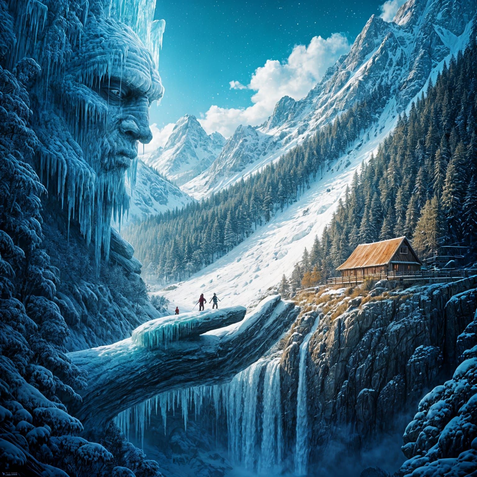 Epic Winter Scene on a Giant's Frozen Hand