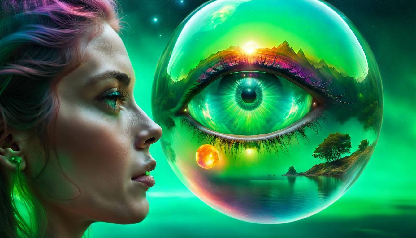 Mirrored Klein Bottle in Astral Nebula Globe