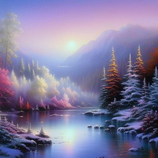 Ethereal Christmas Fantasy in Kinkade Style