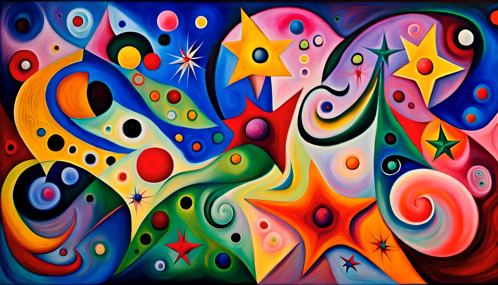 Cosmic Abstract Maelstrom in Iridescent Oil Paint Style