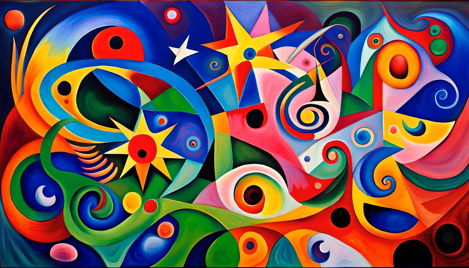 Cosmic Star-Beings in Abstract Impasto Oil Painting