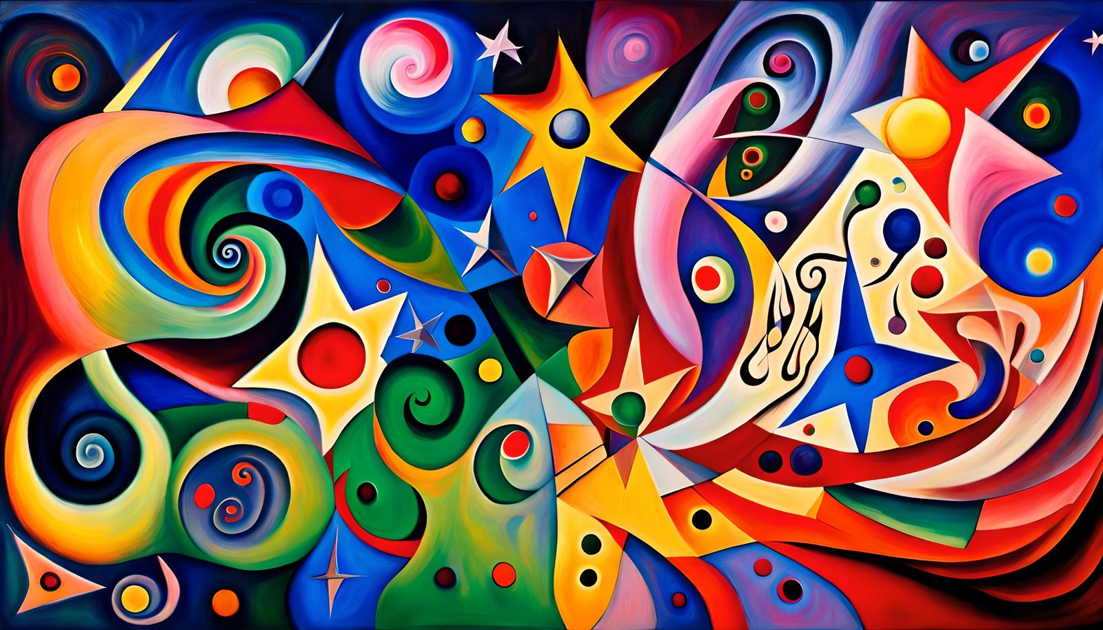 Abstract Star-Beings in Iridescent Impasto Style