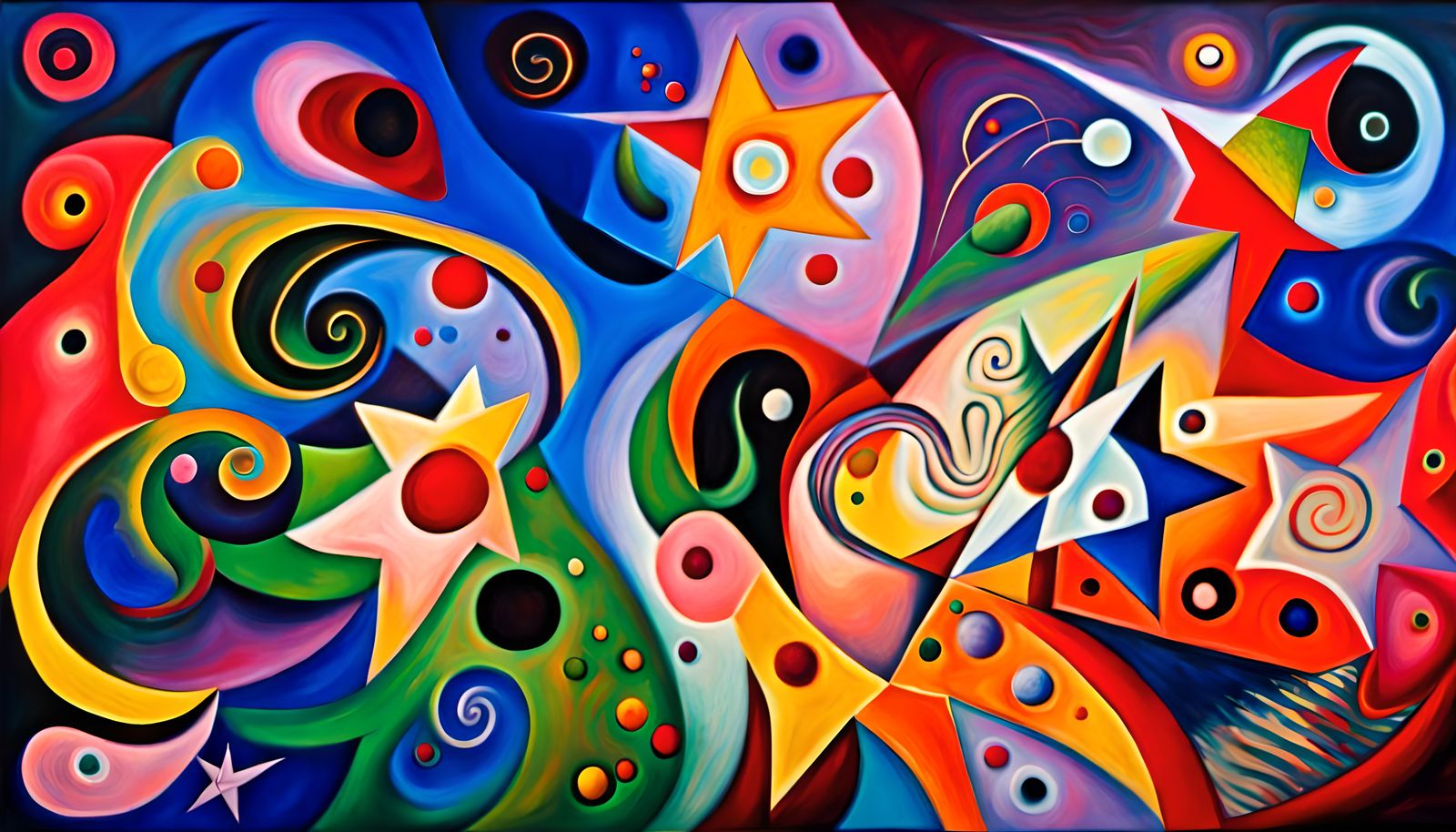 Abstract Maelstrom of Star-Beings in Impasto Oil Style