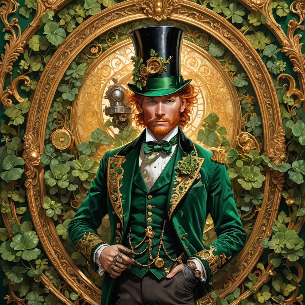 Steampunk St. Patrick's Day Gentleman with Shamrocks