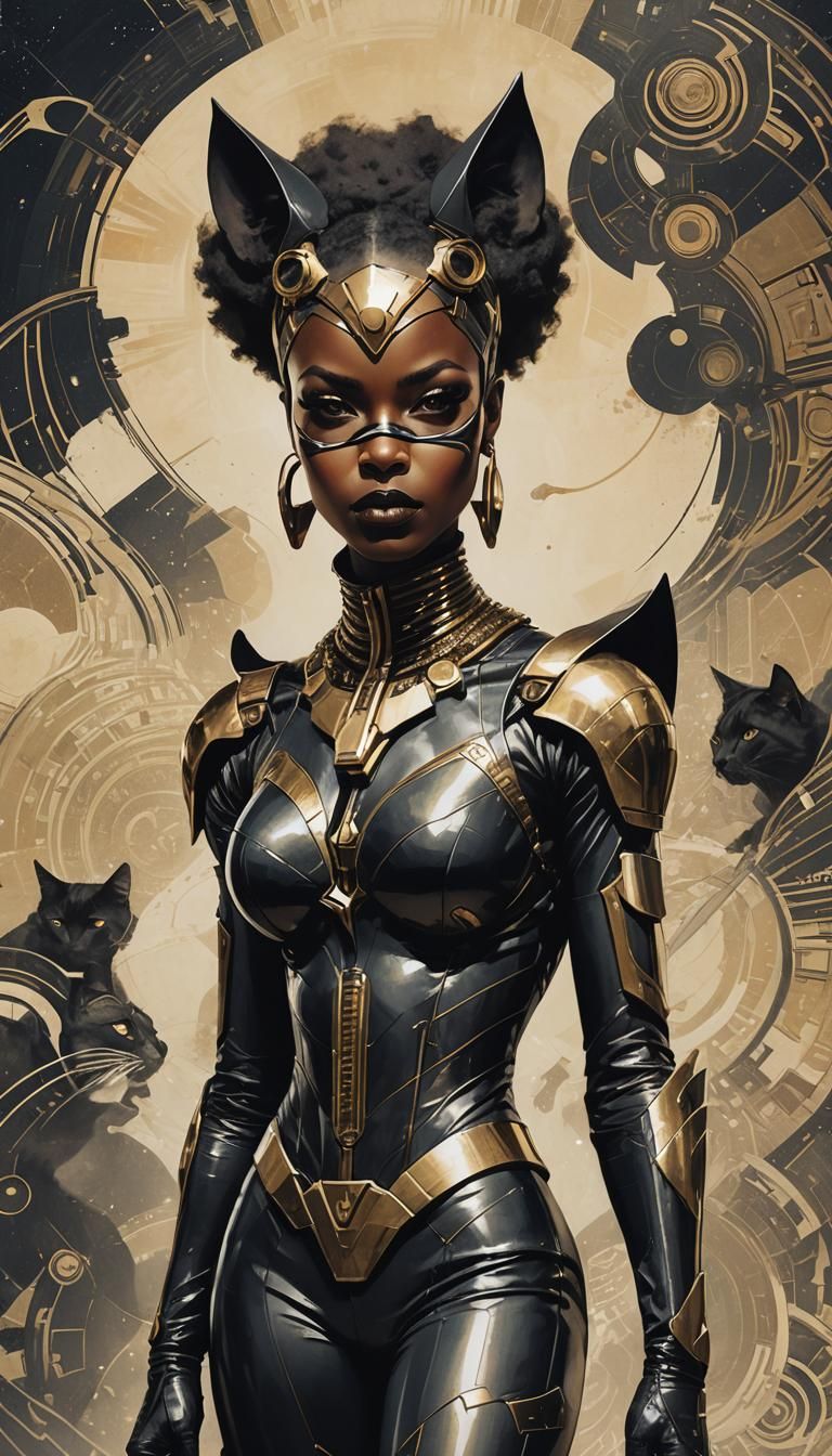 Afrofuturist Cat Woman Digital Art