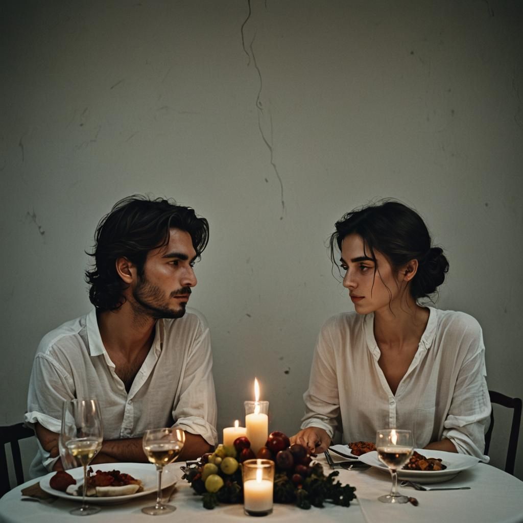 Romantic Couple, Candlight Dinner in Alessio Albi Style