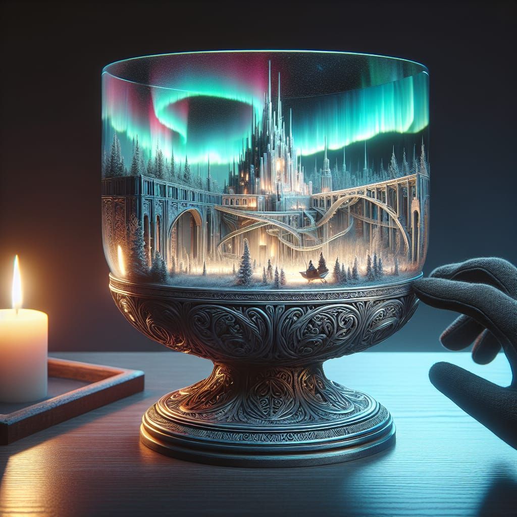 Aurora Borealis Diorama in Epoxy Glass