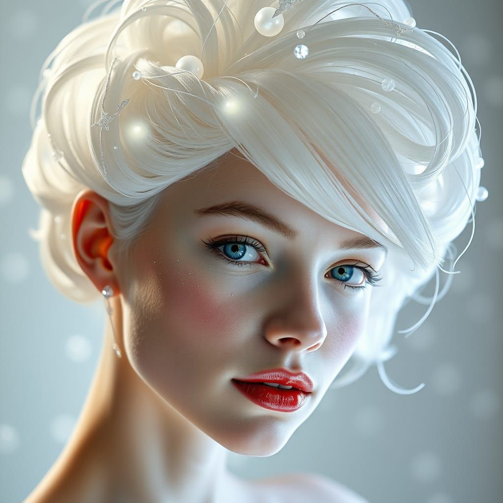 Ethereal Woman with Sculpted Hairstyle as Digital Art
