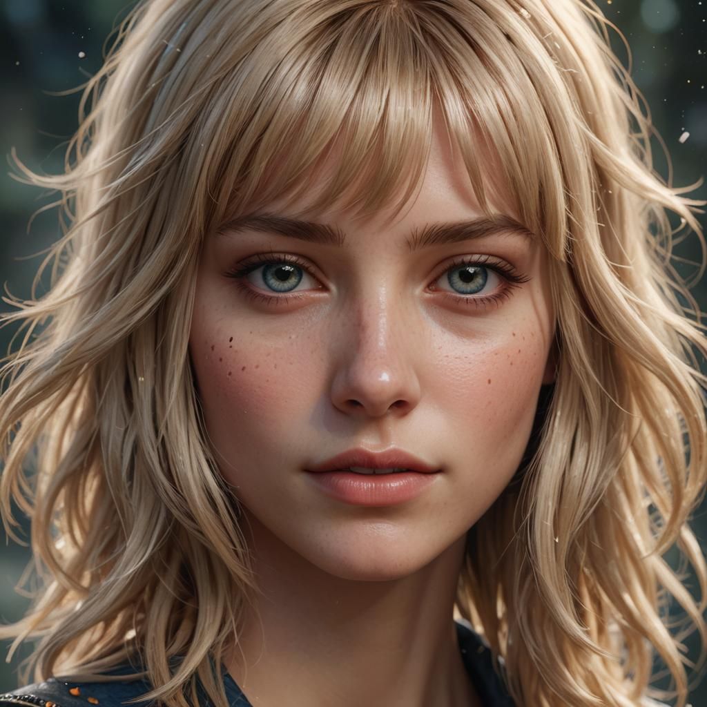 Hyperrealistic Portrait of a Pretty Blonde Woman