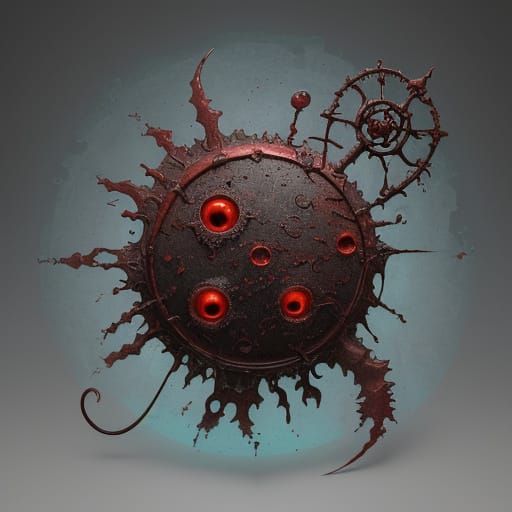 Crimson Slime Monster with Cybernetic Implants