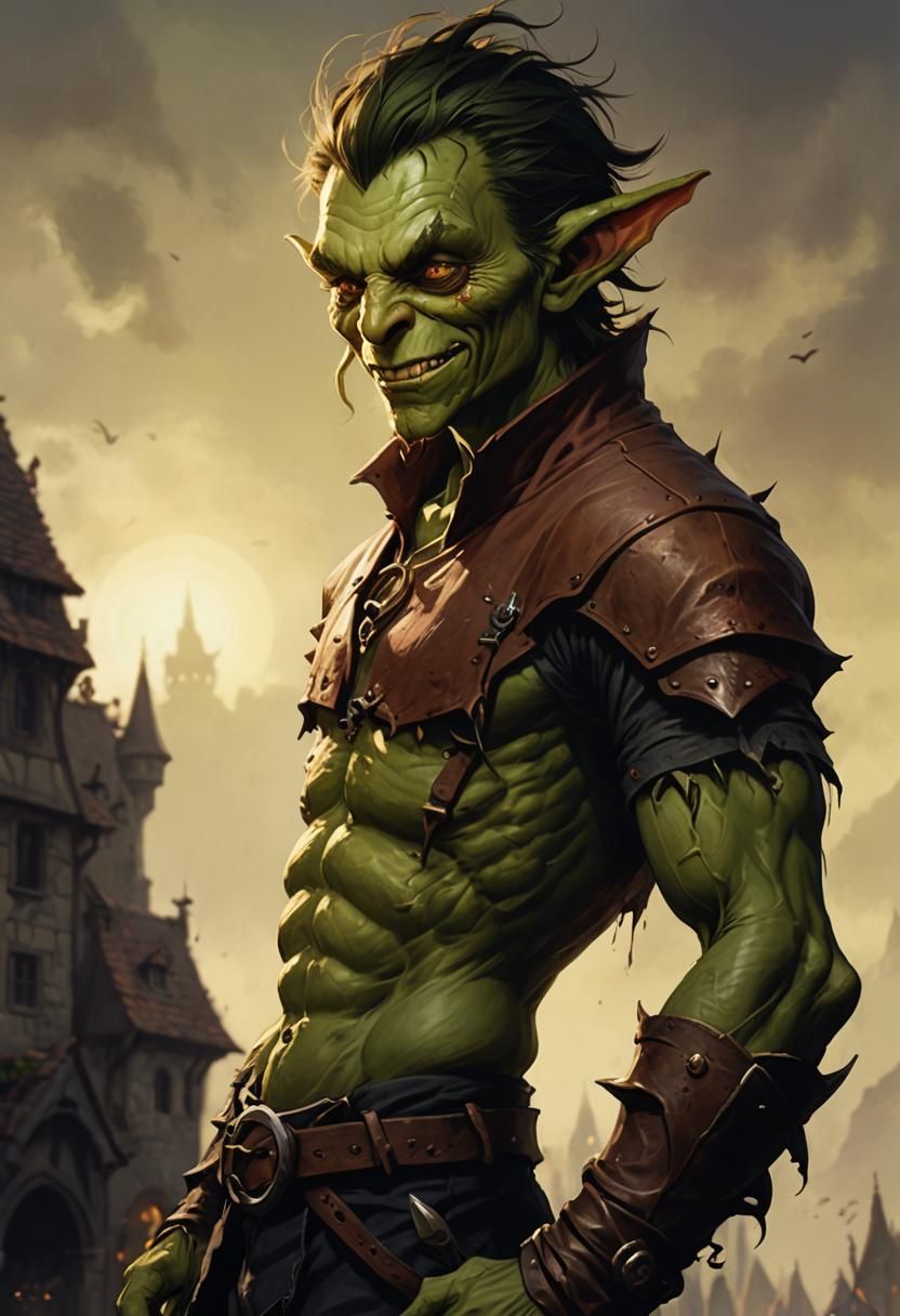 Mischievous Goblin Man in Digital Art Style