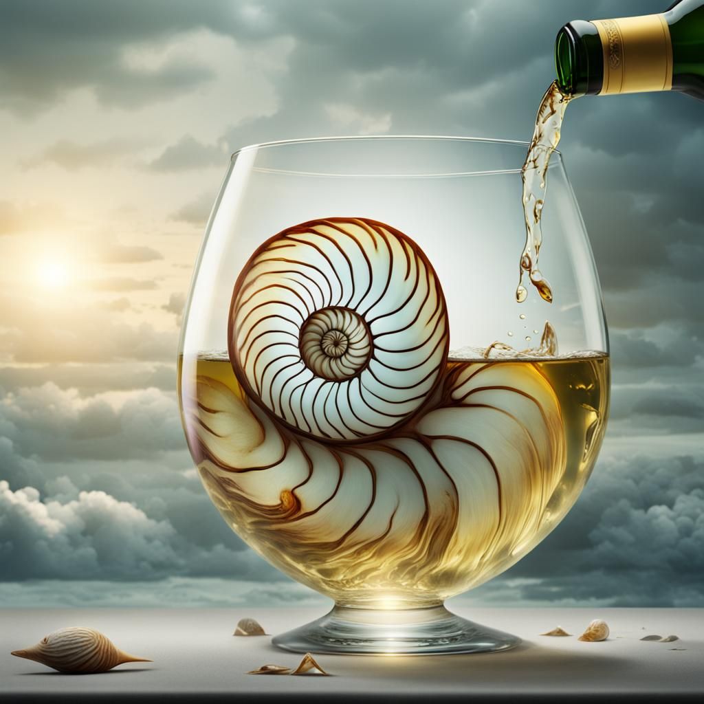 Nautilus Climbs Out of Wine Glass: Digital Matte Painting