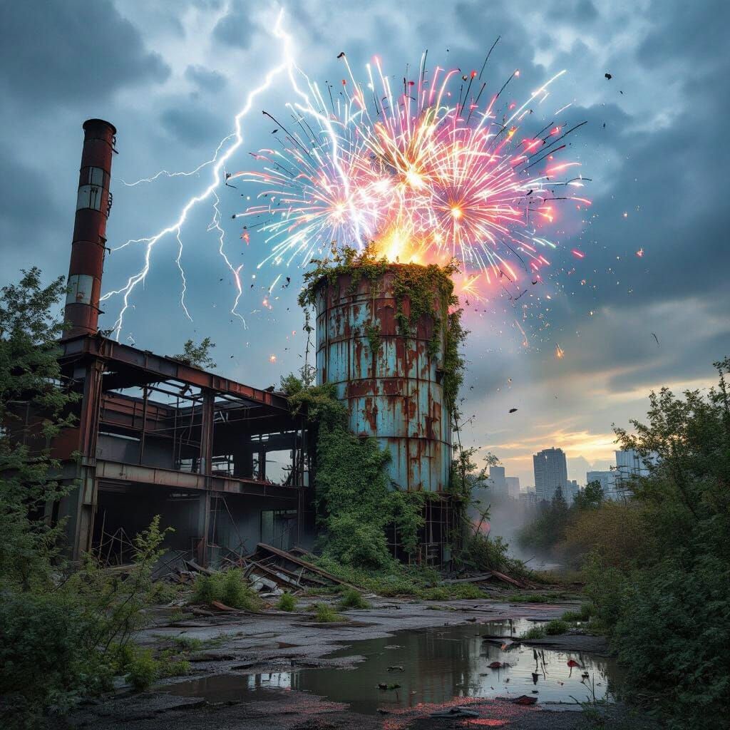 Post-Apocalyptic Fireworks Factory Erupts in Chaotic Beauty