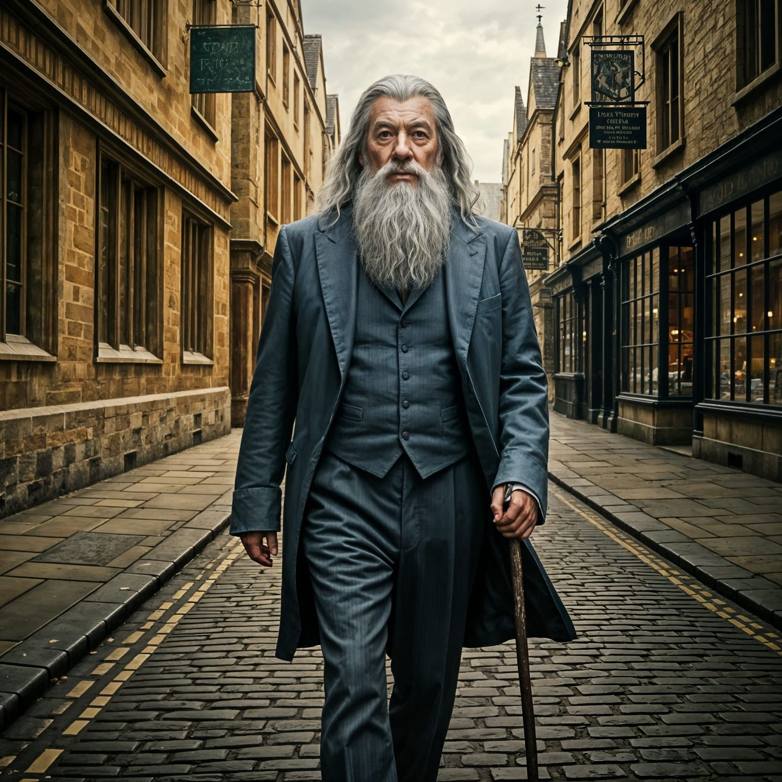Gandalf in Elegant Oxford Attire