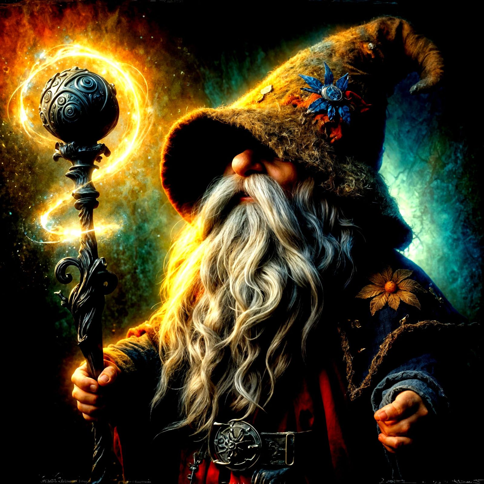 Gnome wizard, style of late 19th early 20th century fantasy artists